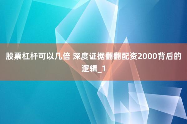 股票杠杆可以几倍 深度证据翻翻配资2000背后的逻辑_1