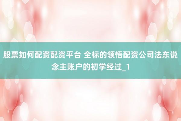 股票如何配资配资平台 全标的领悟配资公司法东说念主账户的初学经过_1