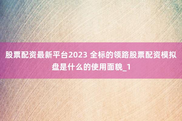 股票配资最新平台2023 全标的领路股票配资模拟盘是什么的使用面貌_1