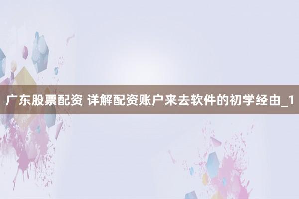 广东股票配资 详解配资账户来去软件的初学经由_1