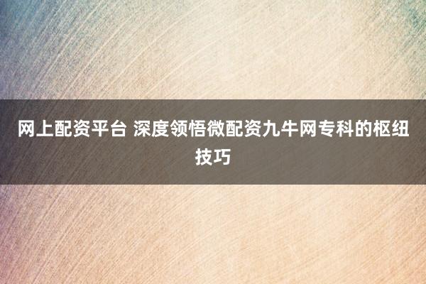 网上配资平台 深度领悟微配资九牛网专科的枢纽技巧