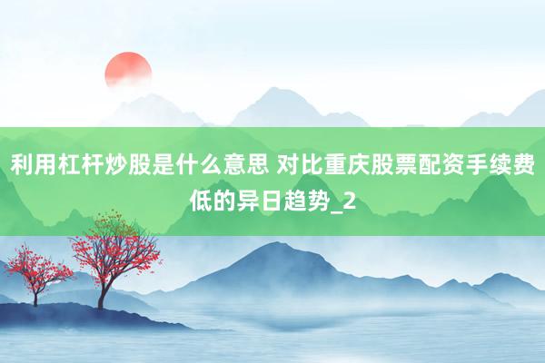 利用杠杆炒股是什么意思 对比重庆股票配资手续费低的异日趋势_2